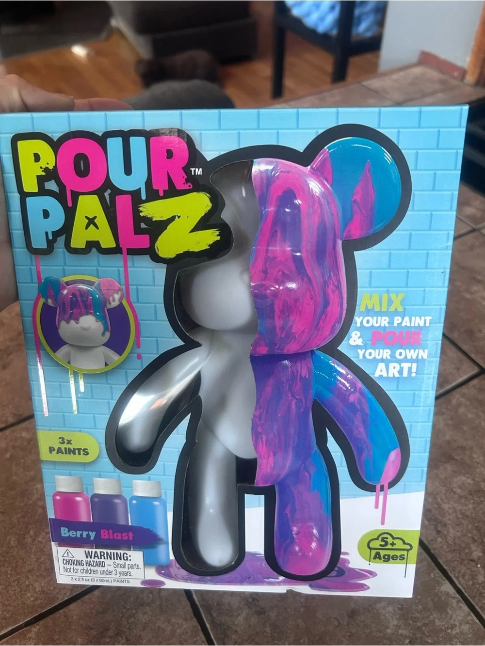 Kids Paint-Your-Own Bear Toy - Berry Blast Pink & Blue